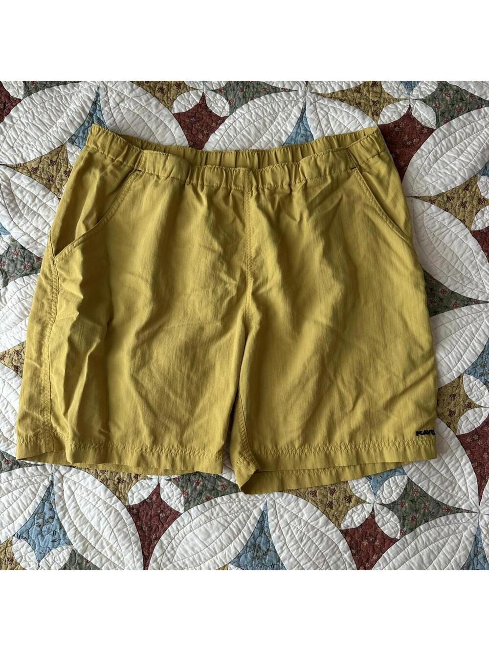 Kavu yellow nylon shorts Size XL outdoors summer hiking fishing